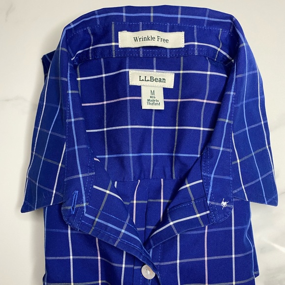 Women’s L.L. Bean wrinkle-free blue plaid long-sleeved shirt - Picture 3 of 4